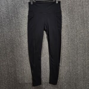 ATHLETA Chaturanga High Rise Pants Leggings Yoga Black Ankle Zip #348911 Sz S